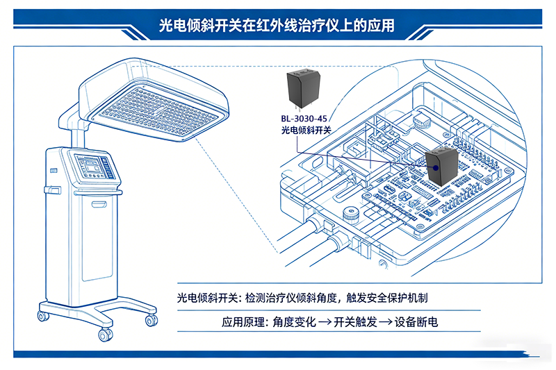 光电倾斜开关在红表线医治仪上的利用与职能实现