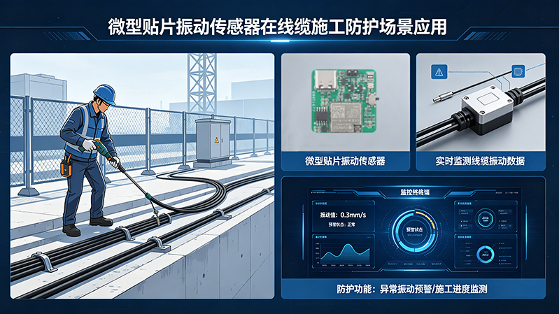 微型贴片振动传感器赋能电力通讯线缆施工安全防护